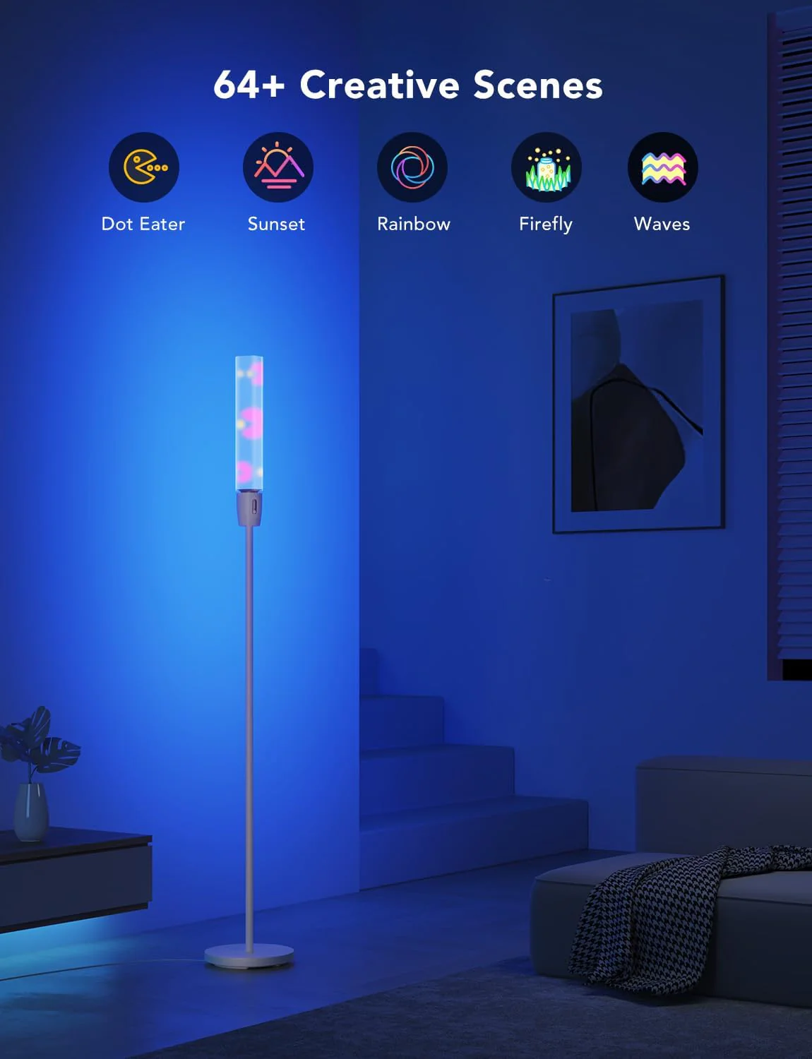 Lampadar LED Govee H6078 RGBICWW Cylinder, Wi-Fi + Bluetooth, 1500lumeni,  Control Aplicatie, Sincronizare muzica [2]