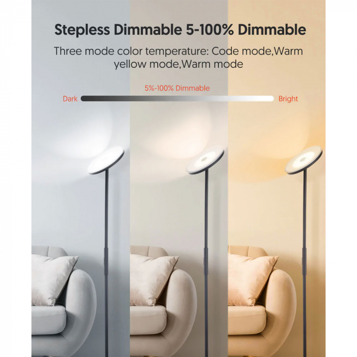 Lampadar LED Smart Teckin FL41, Bluetooth, 30W, 2500LM, 3 culori de temperatura, control aplicatie [7]