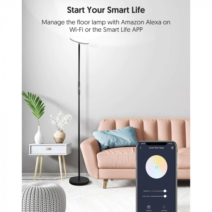 Lampadar LED Smart Teckin FL41, Bluetooth, 30W, 2500LM, 3 culori de temperatura, control aplicatie [3]