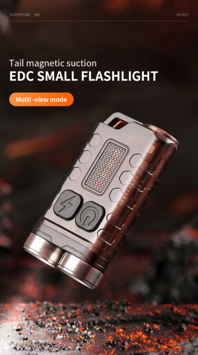 Lanterna de buzunar tip breloc Superfire EM01, 800lm, 500mAh, USB C, lumina de urgenta [7]