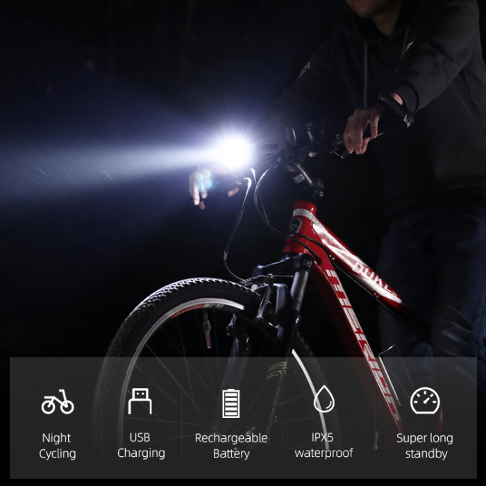 Lanterna LED pentru bicicleta Supfire GT-R3, 1400lumeni, 130m, acumulator 2400 mAh, USB [8]