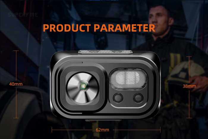 Lanterna LED pentru cap Superfire HL23-A, 220lm, 120m, 1600mAh, Lumina rosie, incarcare USB-C, control miscare [7]