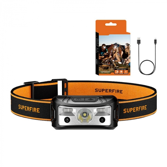 Lanterna LED pentru cap Superfire HL05-K, 120lm, 100m, 500mAh, Lumina rosie, control miscare [17]
