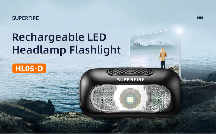 Lanterna LED pentru cap Superfire HL05-D, Lumina rosie, 110lm, 35m, 500mAh, incarcare USB [8]