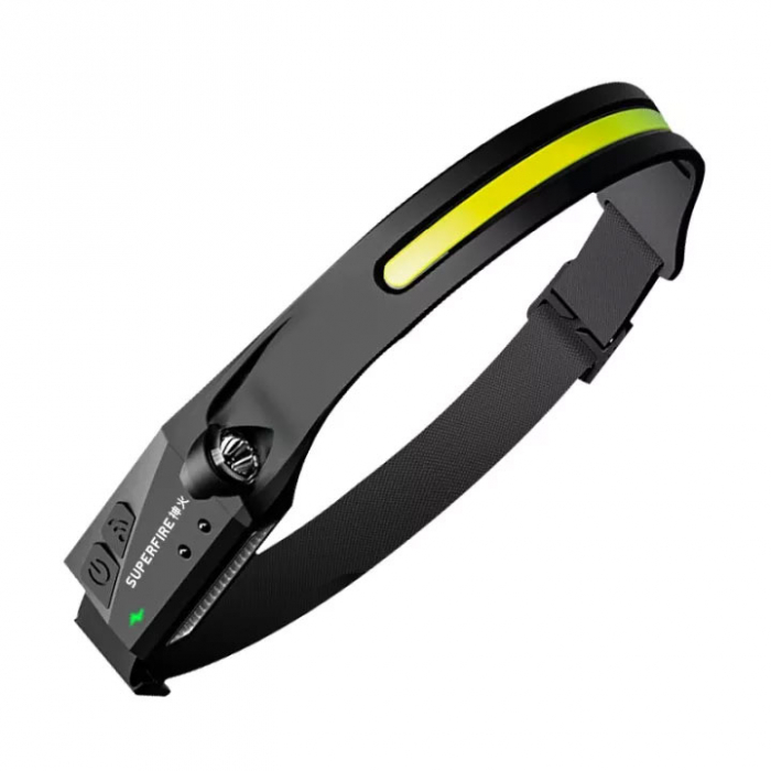 Lanterna LED pentru cap Superfire HL65, COB LED, 340lm, incarcare USB-C, control miscare mana [2]