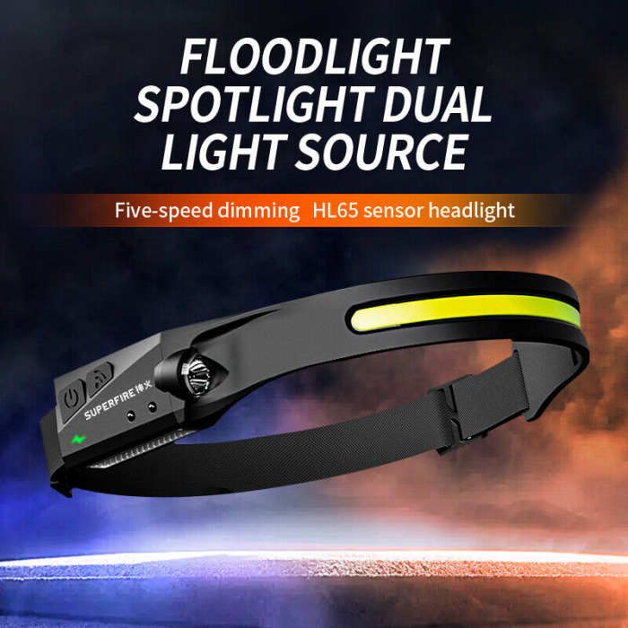 Lanterna LED pentru cap Superfire HL65, COB LED, 340lm, incarcare USB-C, control miscare mana [3]