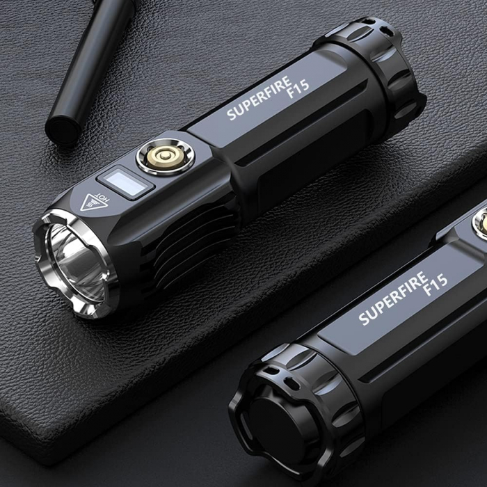 Lanterna LED Superfire F15, 2000lm, 300M, 3700mAh, incarcare USB-C, 36W [2]
