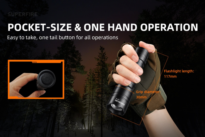 Lanterna LED Superfire S3-A, 146lm, 214M, 800mAh, 3W [5]