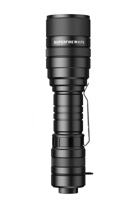 Lanterna LED Superfire F5 cu Zoom, 10W, 1100 lm, 5 moduri, rezistenta la apa, incarcare USB, Negru [6]