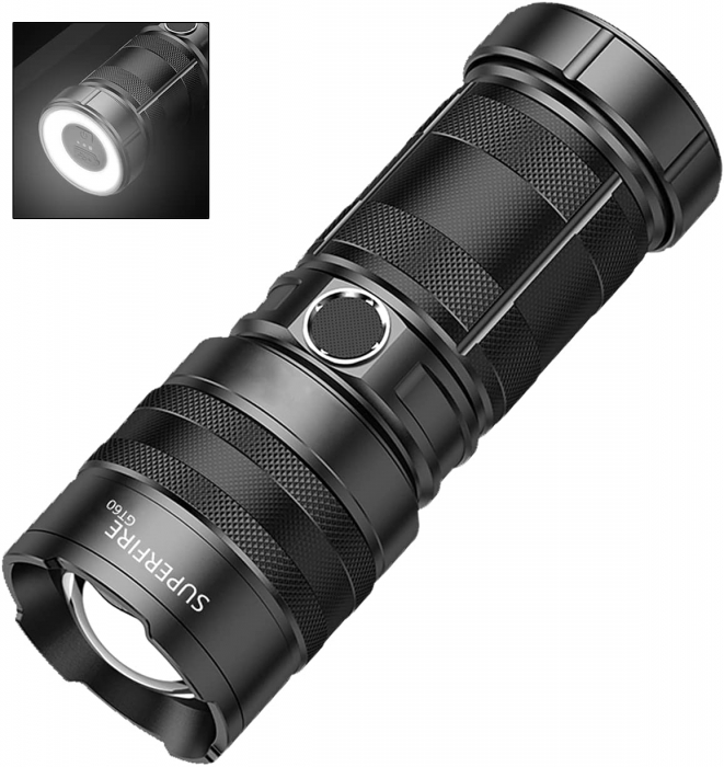 Lanterna LED Superfire GT60, Zoom, 2600lm, 320M, incarcare USB-C, Lumina fata, spate, 36W [2]