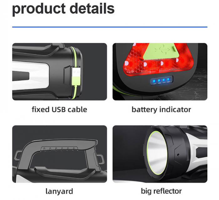 Lanterna LED Superfire M15, USB, 550lm, 400m, PowerBank, incarcare USB, 6000mAh, lumina rosie [9]