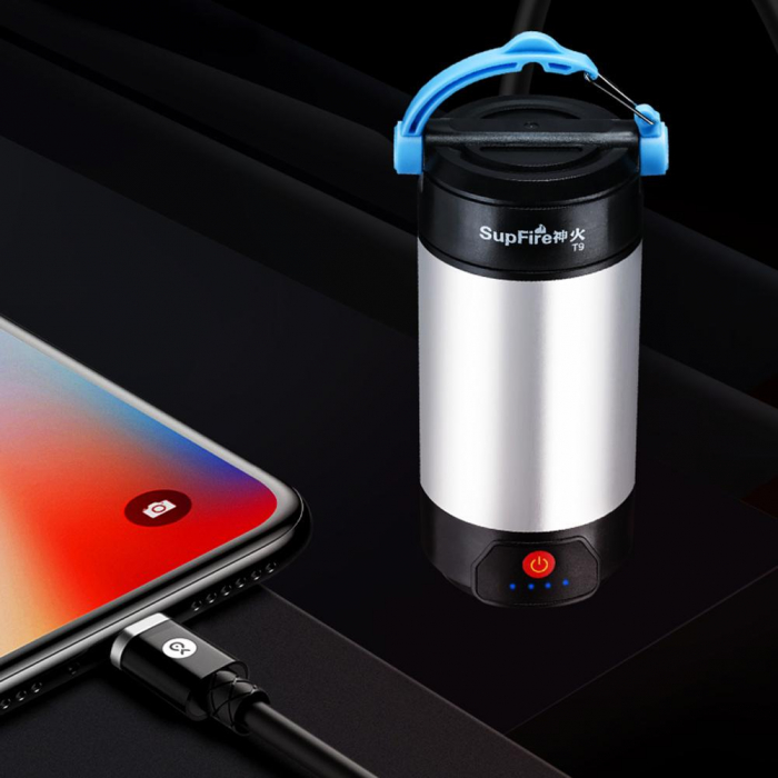 Lanterna LED SupFire T9, Pentru Camping, 800 lm, incarcare USB, PowerBank [4]