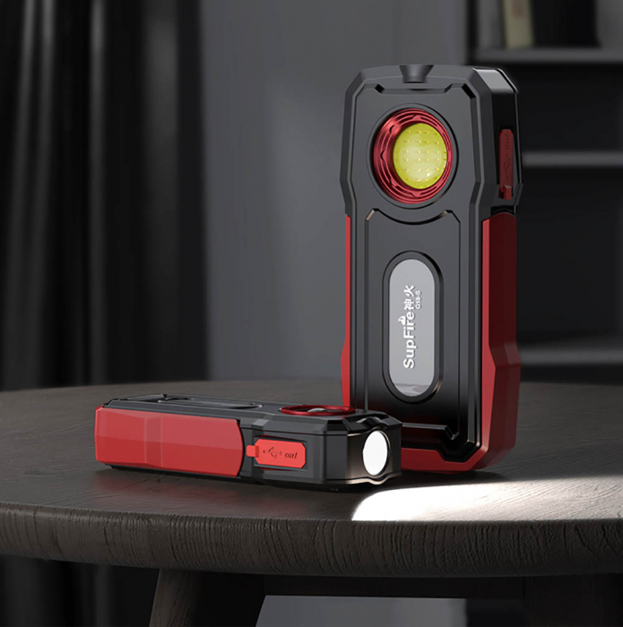 Lanterna Multifunctionala LED Superfire G18-S, 800 lumeni, acumulator 2000mAh, Lumina Rosie, incarcare USB-C [6]