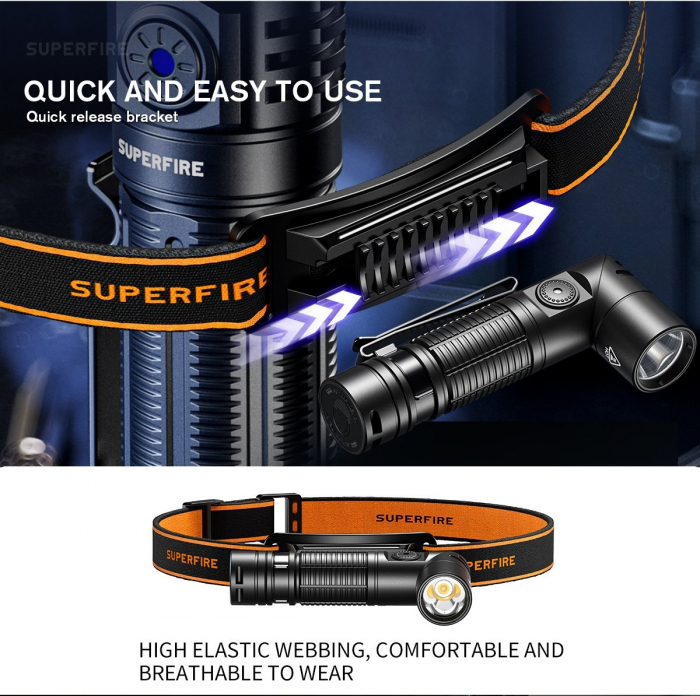 Lanterna Multifunctionala LED Supfire G19-S, USB-C, 360lm, 160m, prindere magnetica [7]