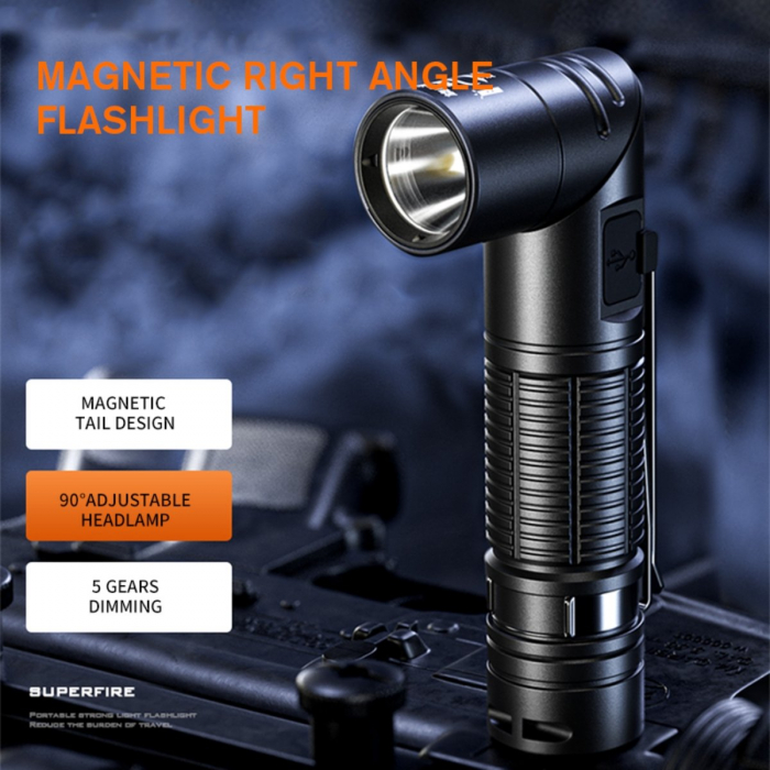 Lanterna Multifunctionala LED Supfire G19-S, USB-C, 360lm, 160m, prindere magnetica [5]