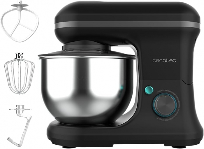 Mixer cu bol din inox Cecotec Cecomixer Merengue, 1200W, Bol 5L inox, 6 Viteze, 5 functii, accesorii incluse, Negru [2]