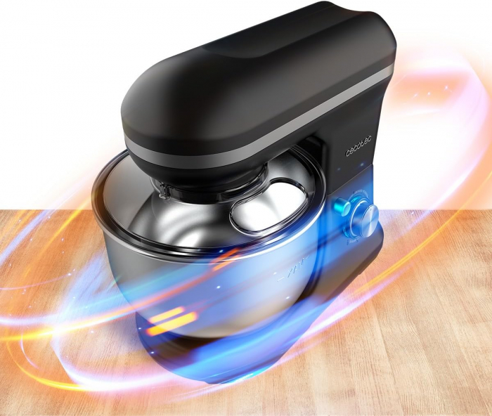 Mixer cu bol din inox Cecotec Cecomixer Merengue, 1200W, Bol 5L inox, 6 Viteze, 5 functii, accesorii incluse, Negru [10]