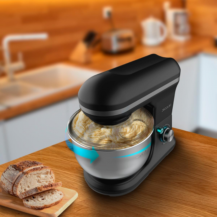 Mixer cu bol din inox Cecotec Cecomixer Merengue, 1200W, Bol 5L inox, 6 Viteze, 5 functii, accesorii incluse, Negru [6]