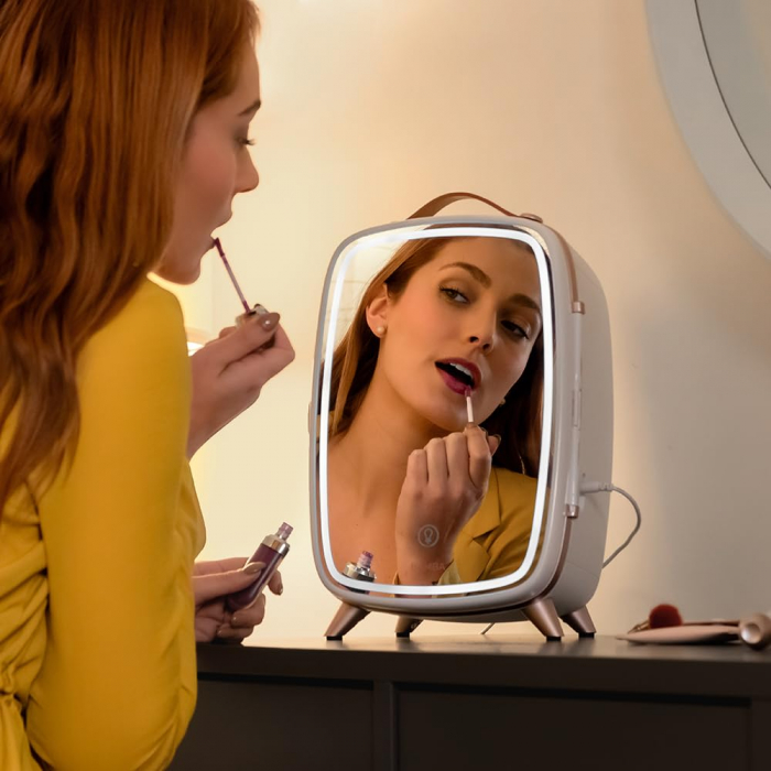 Mini Frigider pentru cosmetice Cecotec CoolingBeauty 6000 Mirror, 6l, Usa cu oglinda exterioara, lumina LED cu 3 intensitati, racire pana la 10ºC [8]