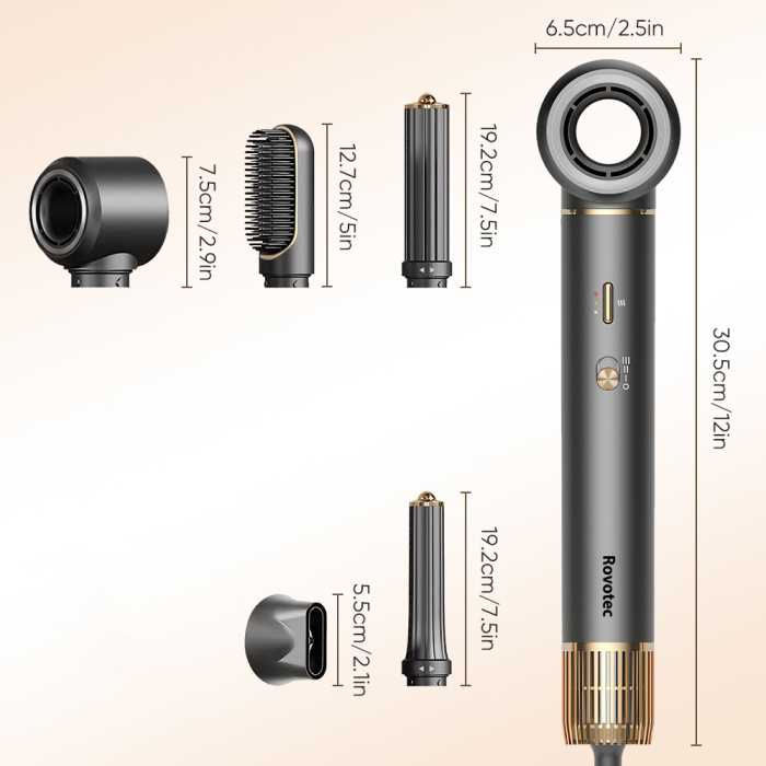 Ondulator Multistyler Rovotec 802A, 5 in 1, Tehnologie Coanda, Uscator Profesional, 1300 W, 3 Trepte de viteza, 4 Trepte de temperatura - Resigilat [11]