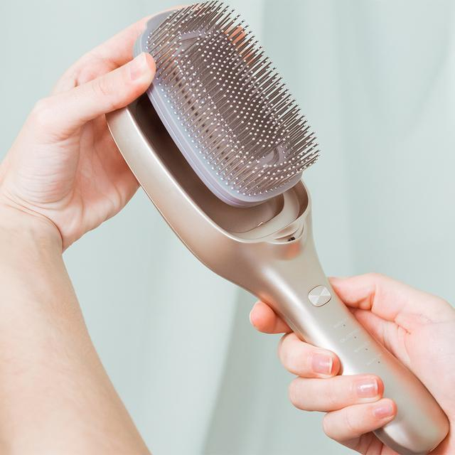 Perie Cecotec HairCare Revitalize Champagne, revitalizare si reparare par, 5 tehnologii: vibratii, ioni negativi, microcurenti EMS, laser de putere redusa (LLLT), lumina LED rosie si albastra [11]