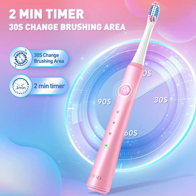 Periuta de dinti electrica ATMOKO AMHP141 cu 10 capete DuPont, 3D, 3 moduri, temporizator 2 min, 40000 pulsatii/min - Culoare Roz [6]