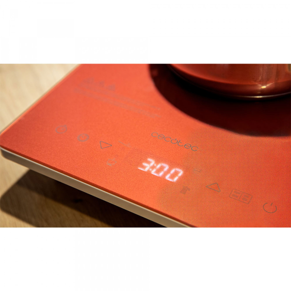 Plita cu inductie Cecotec Full Crystal Scarlet, 2000W, Touch control, 2000W, cu ecran digital, control tactil, 10 niveluri, Rosu [9]