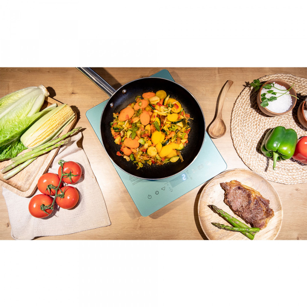 Plita cu inductie Cecotec Full Crystal Scarlet, 2000W, Touch control, 2000W, cu ecran digital, control tactil, 10 niveluri, Albastru [9]