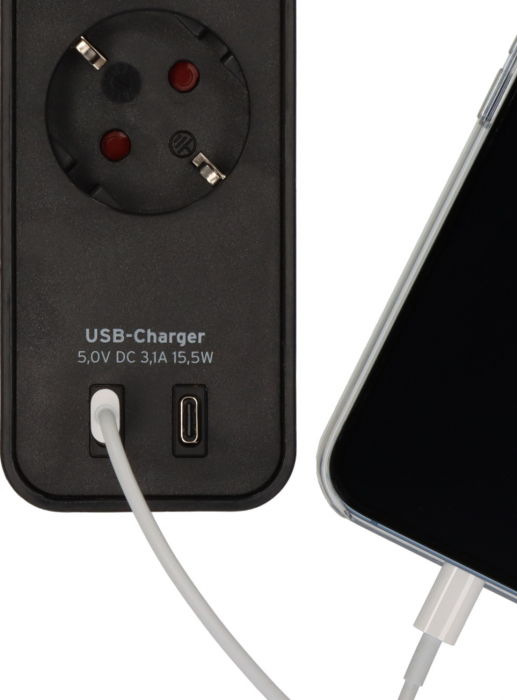 Prelungitor Brennenstuhl Ecolor 4 prize, 2xUSB-C, 1.5m Negru [5]