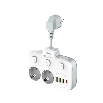 Prelungitor LDNIO SE2435, 2 prize, 3 X USB-A, 1X USB-C, incarcare rapida QC 3.0, 10A [3]