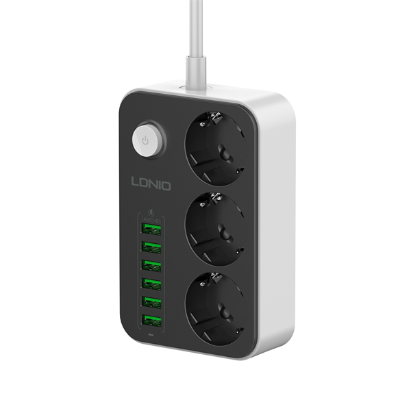 Prelungitor LDNIO SE3631, 3 prize, 6 X USB-A, 17W, 2m [3]