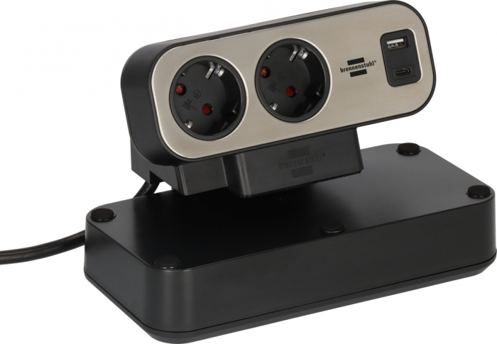 Prelungitor pentru birou Brennenstuhl estilo Duplex Desktop, 10 prize, 1 USB, 1 USB-C 30W, 2m [5]