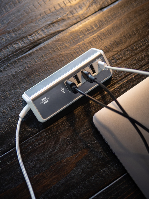 Prelungitor Brennenstuhl Estilo 4x USB-A, 1x USB C, Inox, 4.2A, Argintiu-Alb [9]