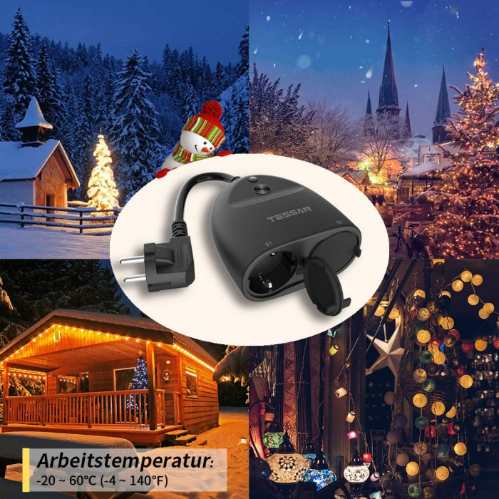 Prelungitor Smart WiFi Tessan EOP03 ,IP44, 16A, 2 Prize, Exterior, Smart Life, Alexa, Google Home, IFTTT [5]