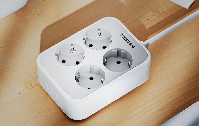 Prelungitor Tessan TS-PS01DE, 4 prize, 2 X USB-A, 1X USB-C, incarcare rapida 25W [2]