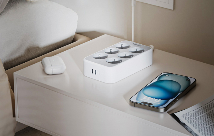 Prelungitor Tessan TS-PS02DE, 6 prize, 2 X USB-A, 1X USB-C, incarcare rapida 25W [6]