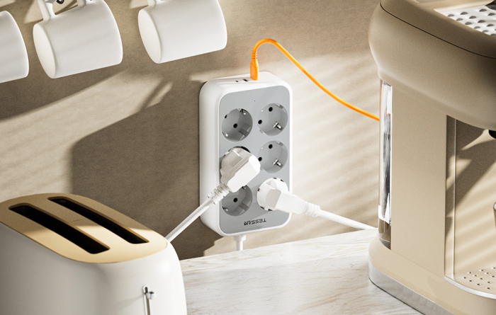 Prelungitor Tessan TS-PS02DE, 6 prize, 2 X USB-A, 1X USB-C, incarcare rapida 25W [4]