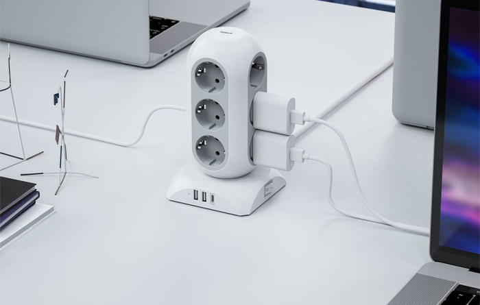 Prelungitor tip Turn Tessan TPS02-DE-C, 12 prize, 2XUSB 3A, 1XUSB-C, cablu 2m [5]