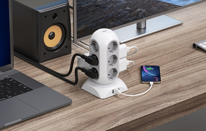 Prelungitor tip Turn Tessan TPS02-DE-C, 12 prize, 2XUSB 3A, 1XUSB-C, cablu 2m [4]