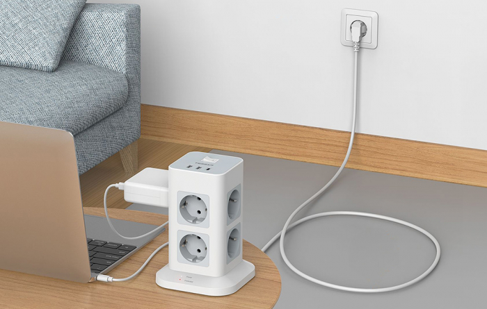 Prelungitor tip Turn Tessan TPS03-DE-C, 8 prize, 3 USB, 1 USB-C, 3A, cablu 2m [3]