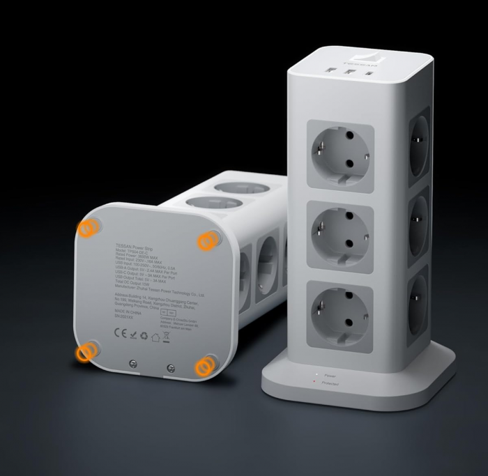 Prelungitor tip Turn Tessan TPS04-DE, 12 prize, 3 USB, 1 USB-C, 3A, cablu 2m [6]