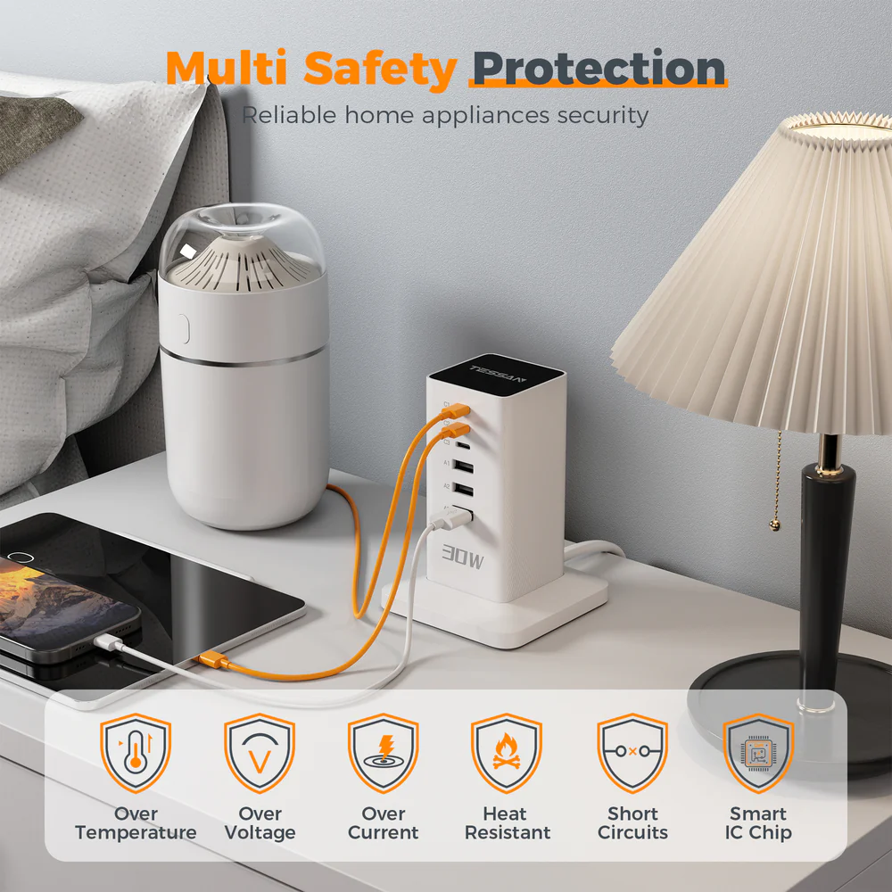 Prelungitor tip Turn Tessan TS-CS04, 6 prize, 4 USB, 2 USB-C, 30 W, cablu 2m [9]