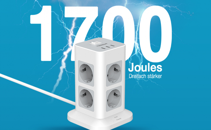 Prelungitor tip Turn Tessan TPS03, 8 prize, 3 USB 3A, cablu 2m, protectie la suprasarcina [7]