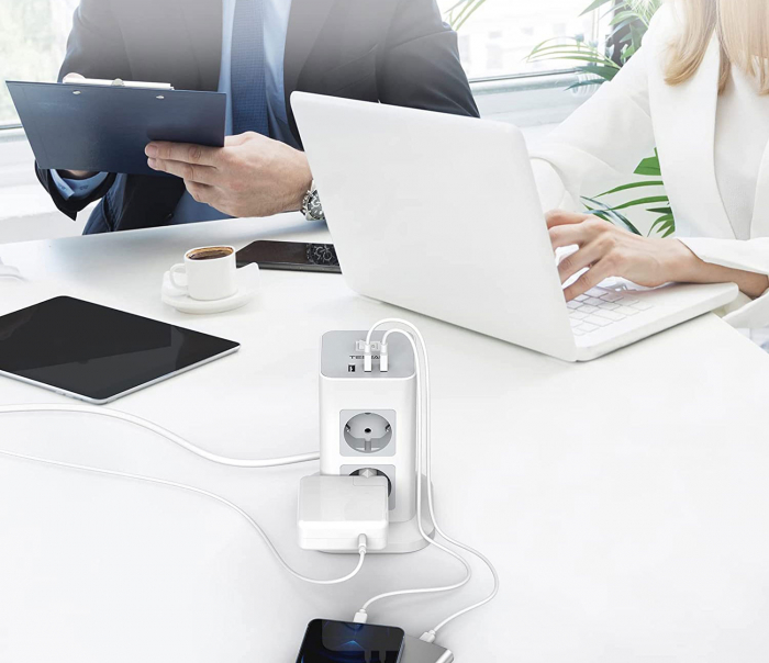 Prelungitor tip Turn Tessan TPS03, 8 prize, 3 USB 3A, cablu 2m, protectie la suprasarcina [5]