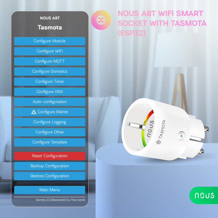 Set 2 prize Inteligente WiFi NOUS A8T, 10A - Tasmota, ESP32 [6]