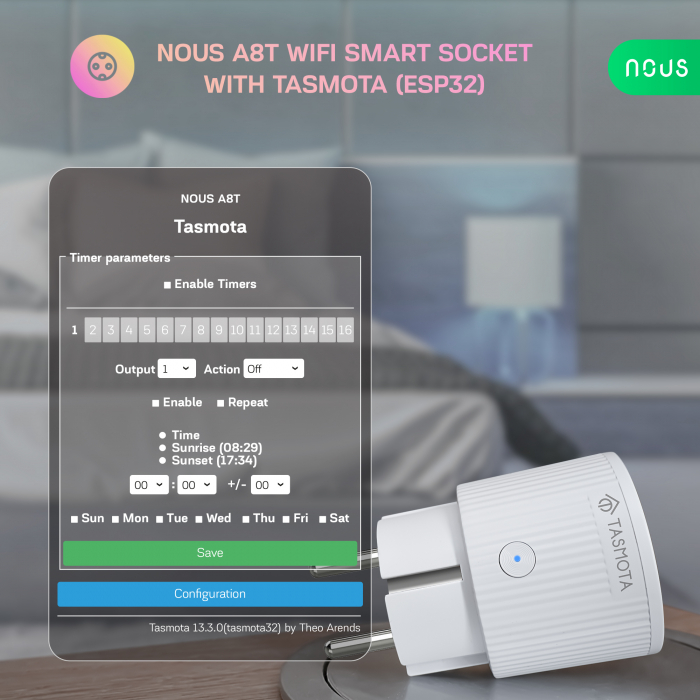 Set 4 prize Inteligente WiFi NOUS A8T, 10A - Tasmota, ESP32 [7]