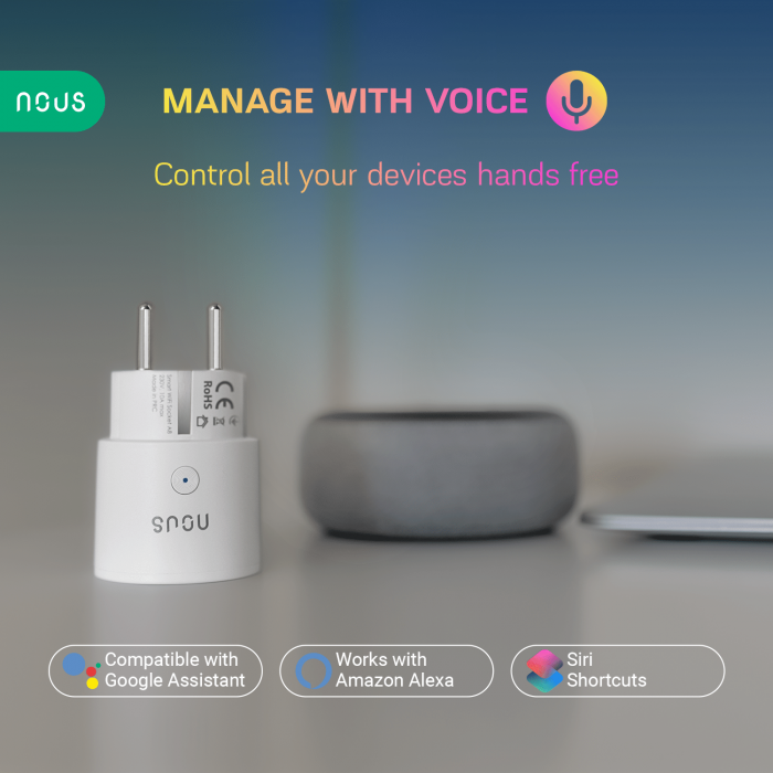 Priza inteligenta WiFi NOUS A8, 10A, control vocal, compatibil Google Assistant, Amazon Alexa [3]