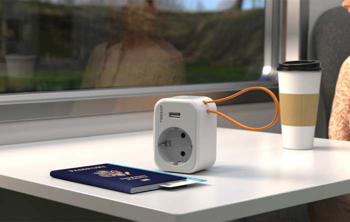 Adaptor Priza Tessan TS-332, 1 Priza, 1 port USB-C, 1 Port USB, 10A [8]