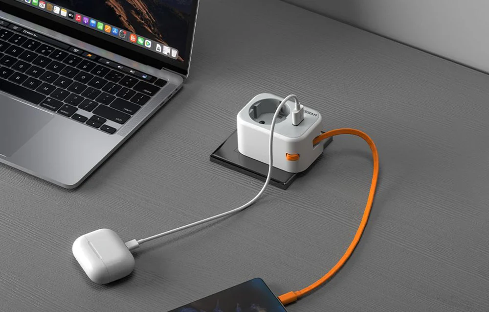 Adaptor Priza Tessan TS-332, 1 Priza, 1 port USB-C, 1 Port USB, 10A [5]