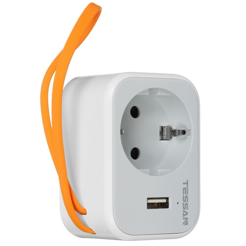 Adaptor Priza Tessan TS-332, 1 Priza, 1 port USB-C, 1 Port USB, 10A [2]